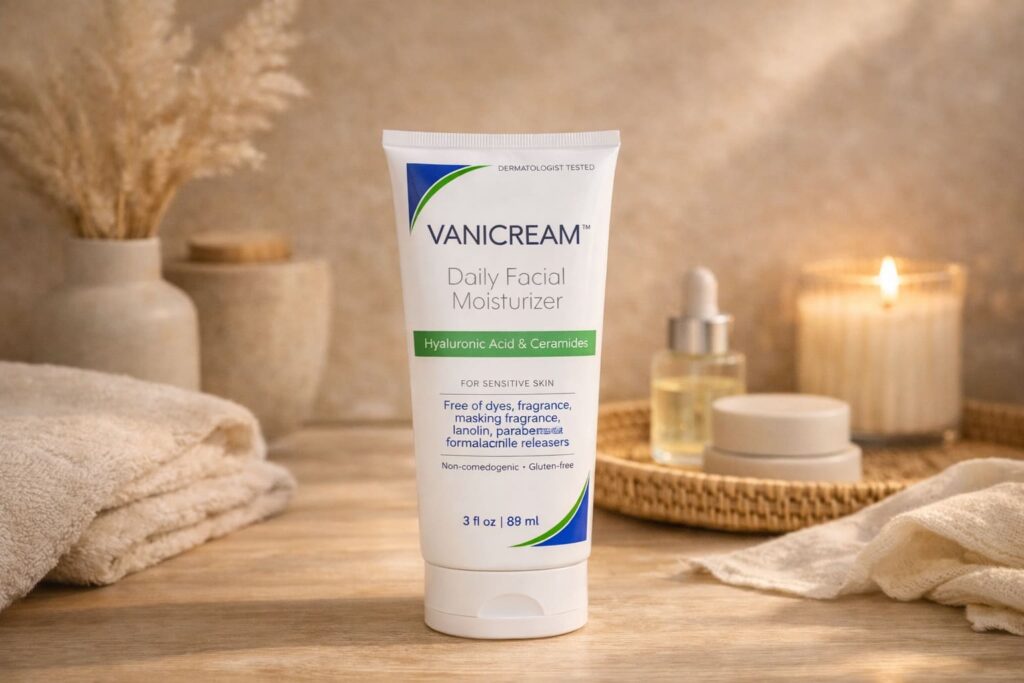 intentional morning routine moisturizer step with Vanicream Daily Facial Moisturizer